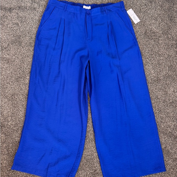 Liz Claiborne Royal Blue Wide Leg Pants, Plus Size 18 Zipper Elastic Waist NWTS - Picture 11 of 12